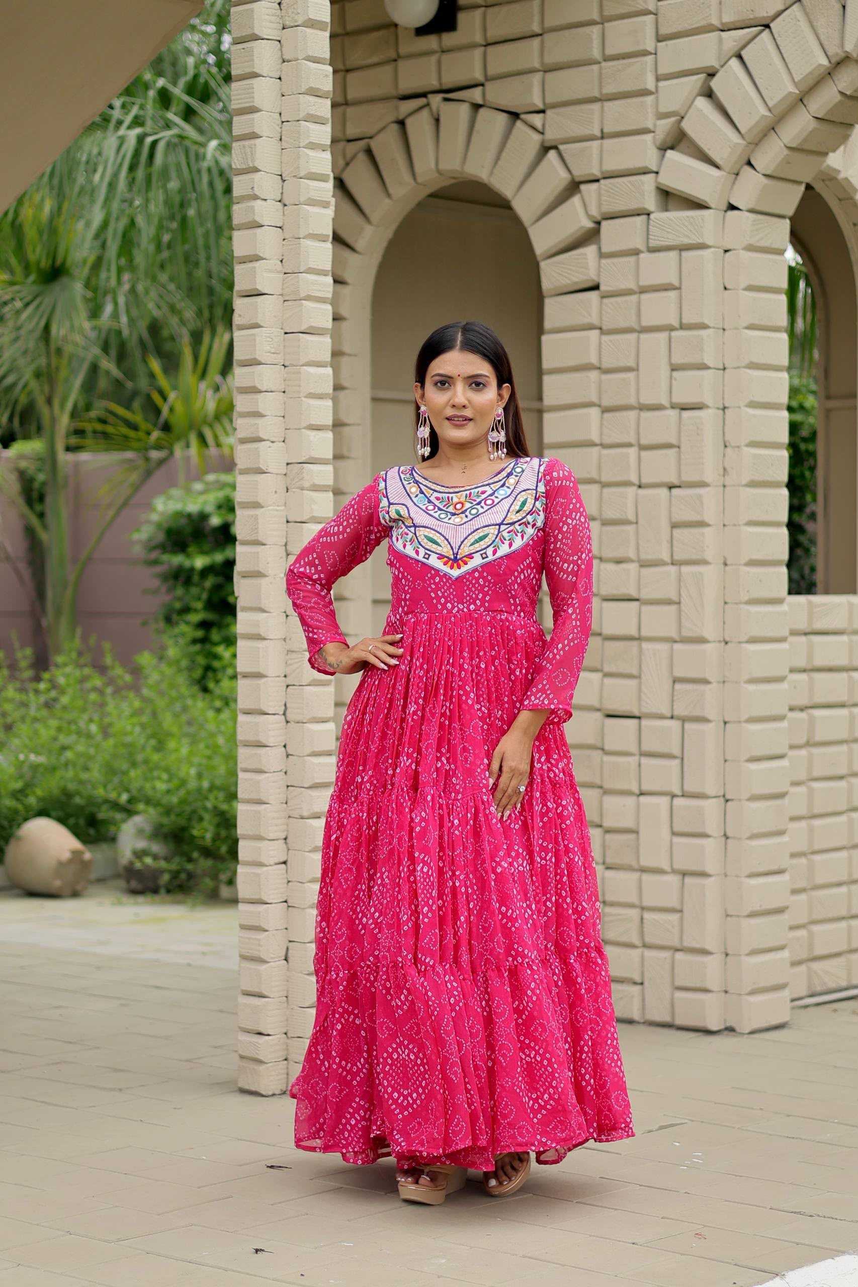Faux Georgette Embroidery Gown