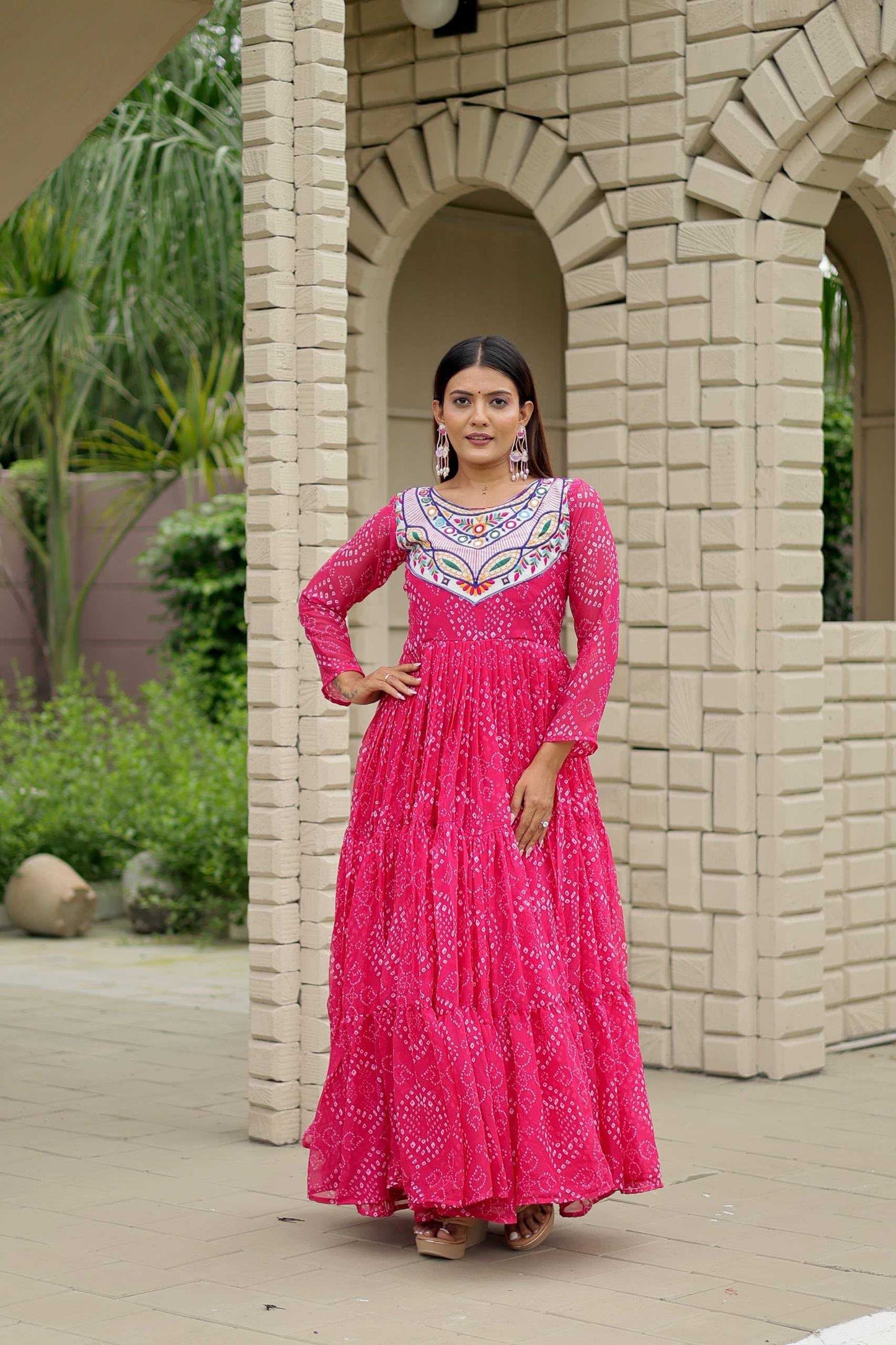 Faux Georgette Embroidery Gown