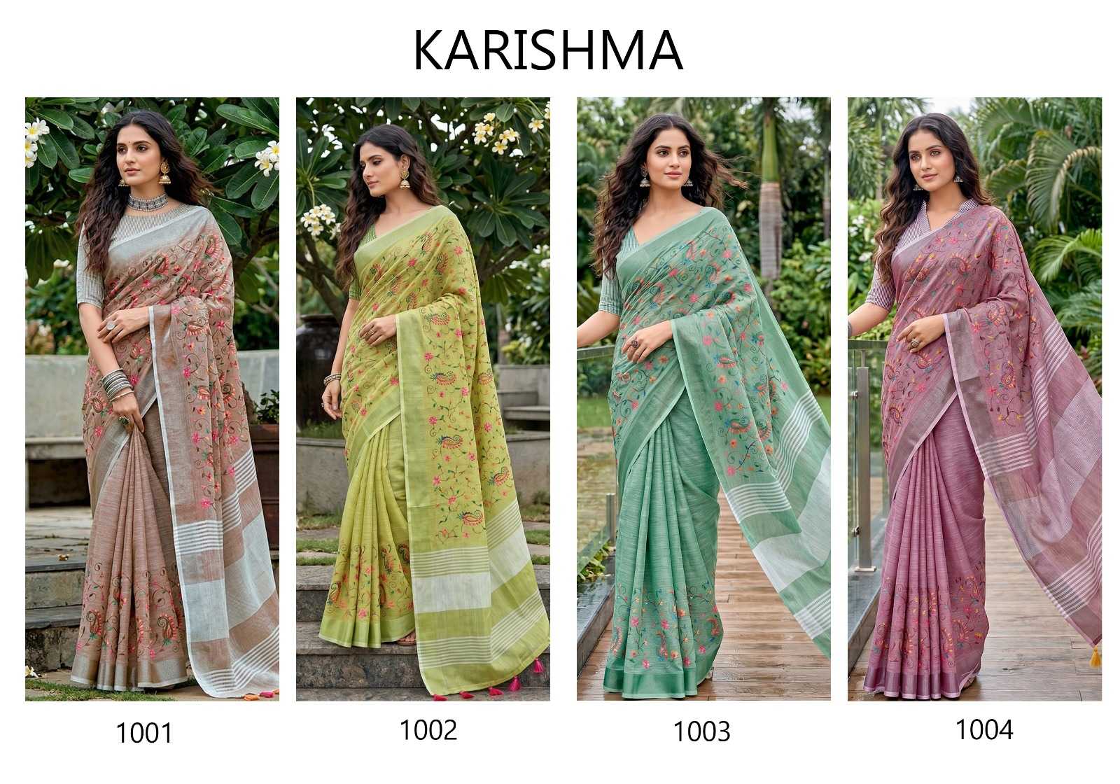 Linen Embroidered Saree