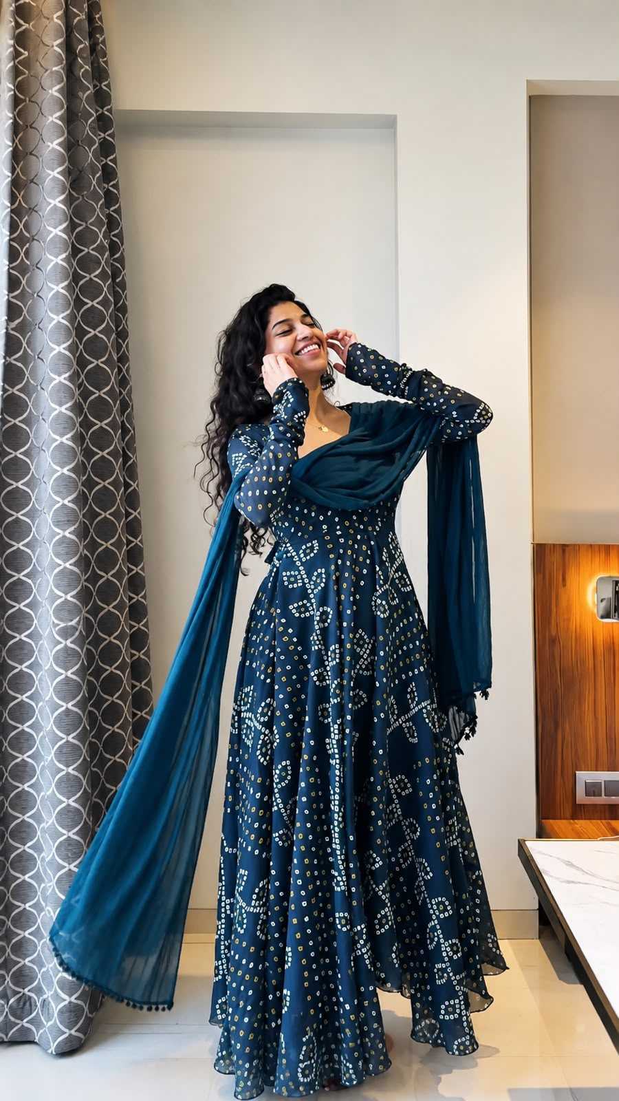Faux Georgette Anarkali Gown 1091