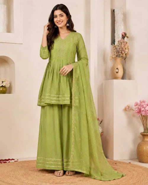 Crush Silk Embroidery Suit