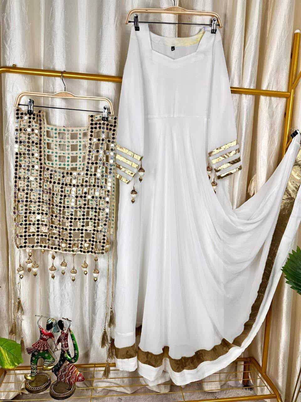 Soft Silk Fancy Gown in White
