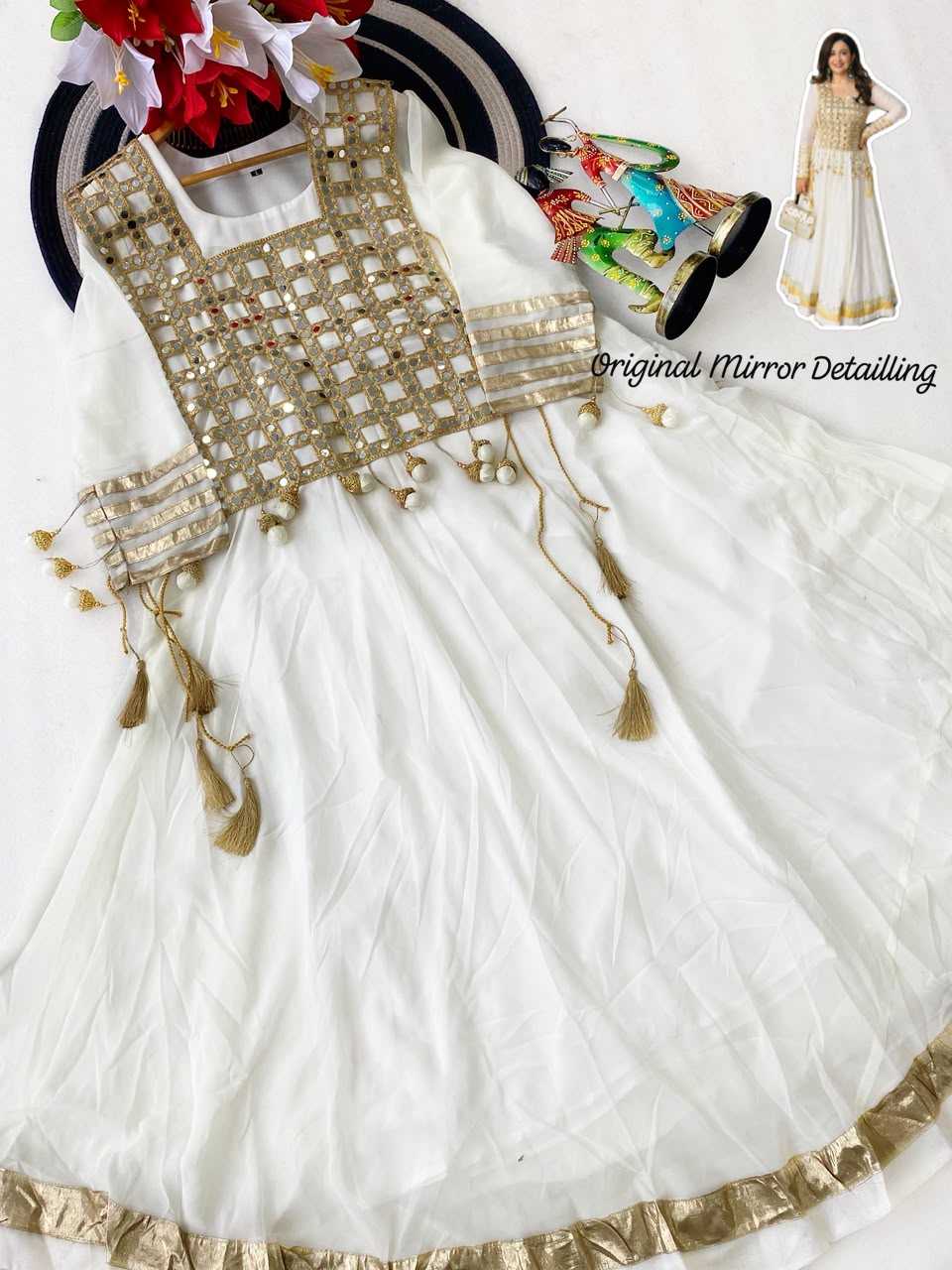 Soft Silk Fancy Gown in White