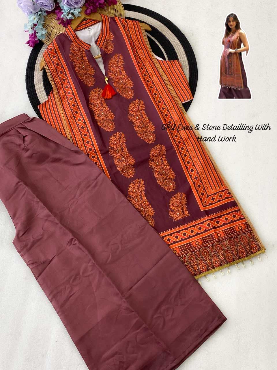 Muslin Silk Printed Suit