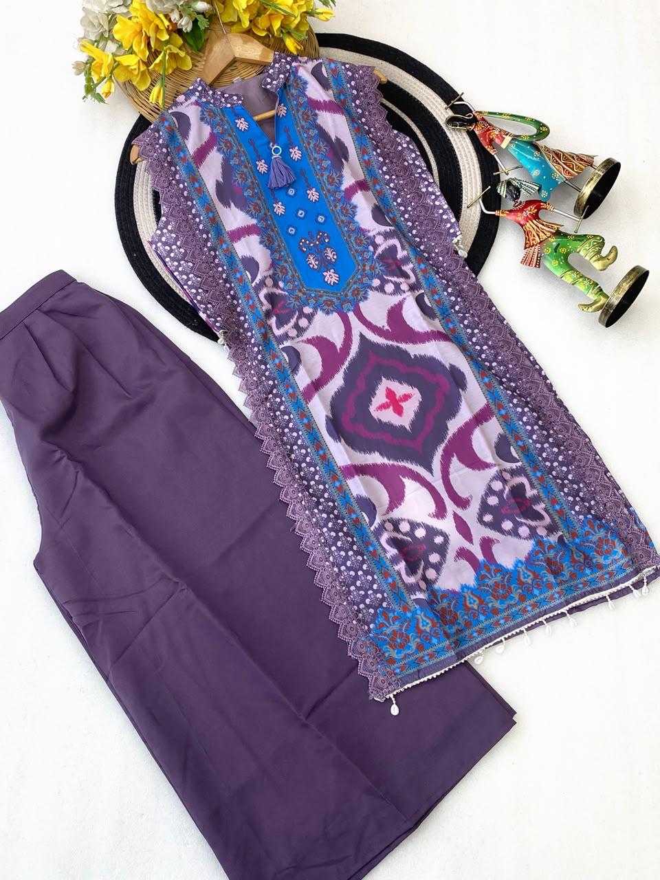 Muslin Silk Printed Suit