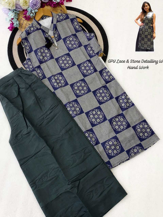 Muslin Silk Printed Suit