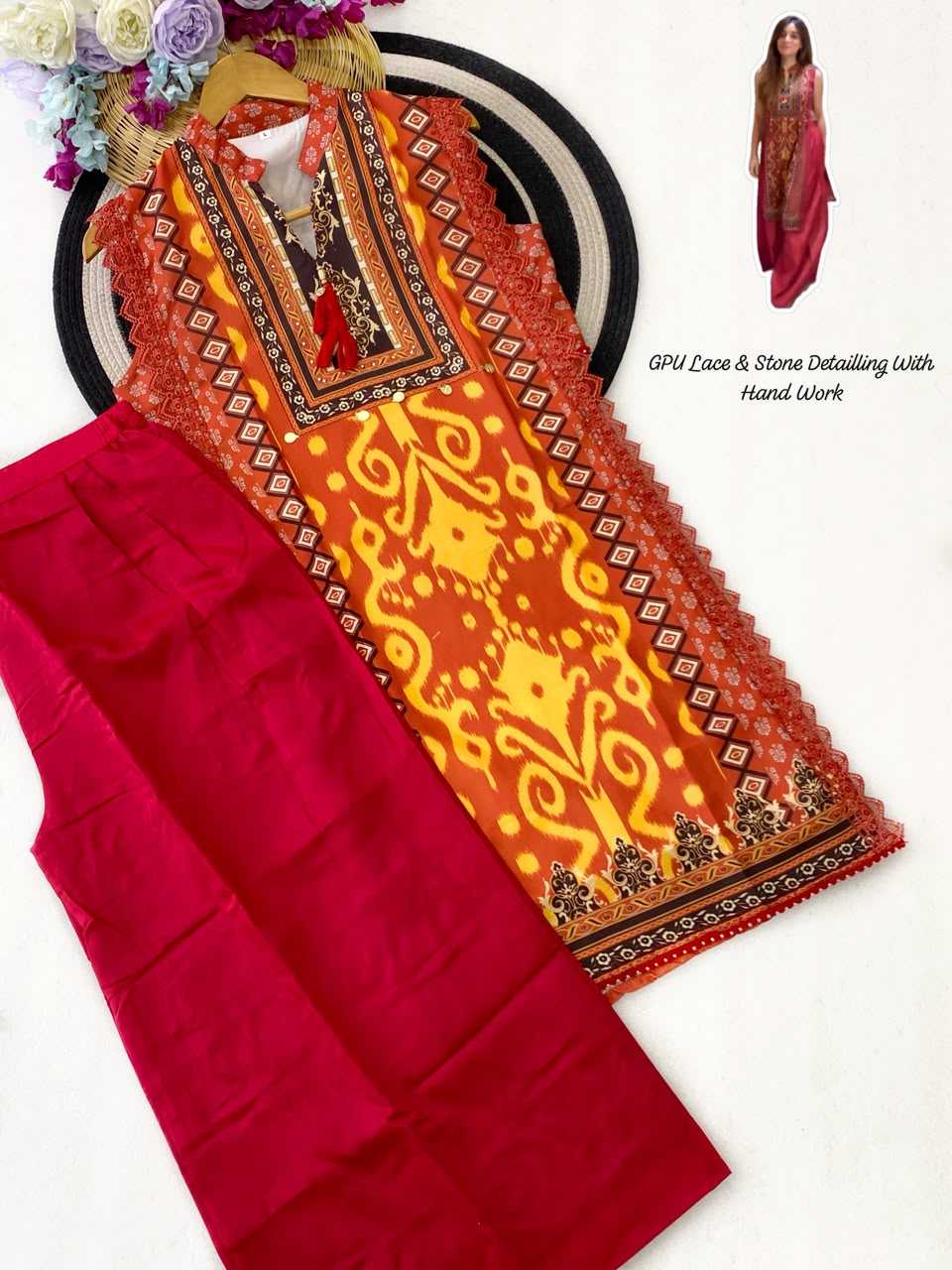 Muslin Silk Printed Suit