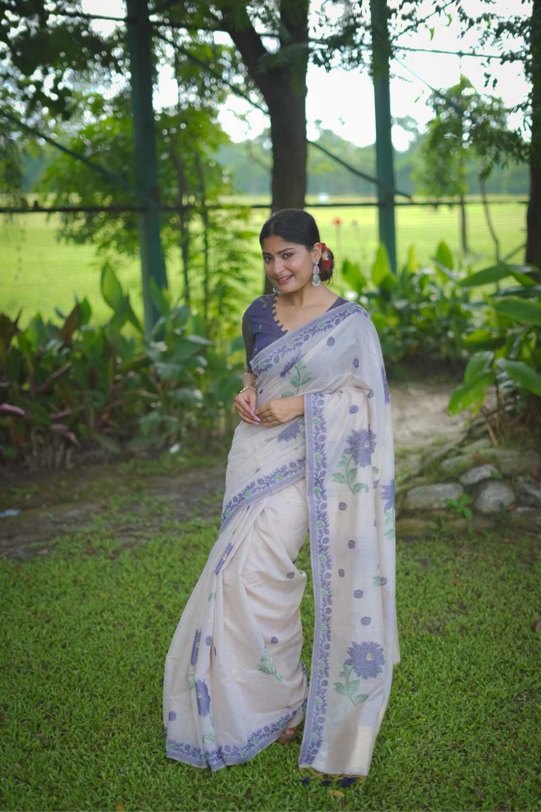 Cotton Designer Saree in Orange