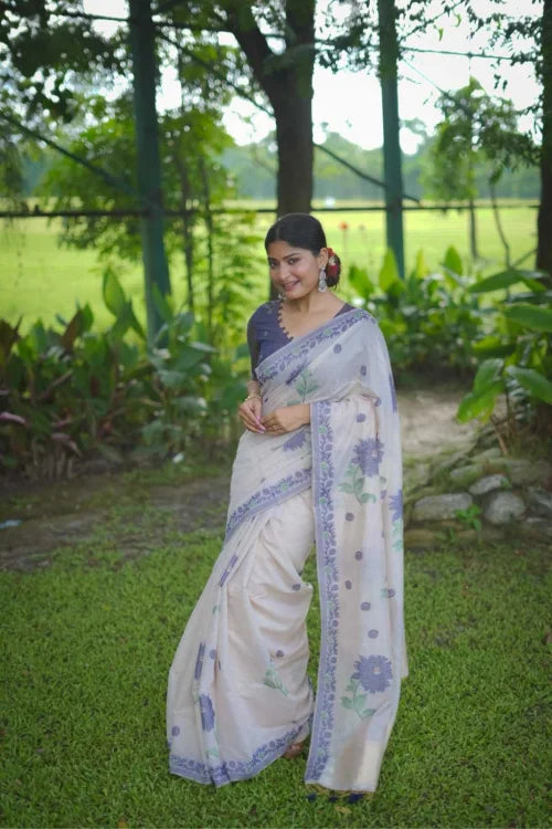 Cotton Designer Saree in Orange