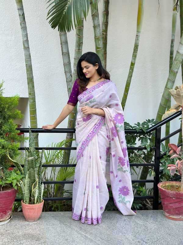 Cotton Designer Saree in Orange