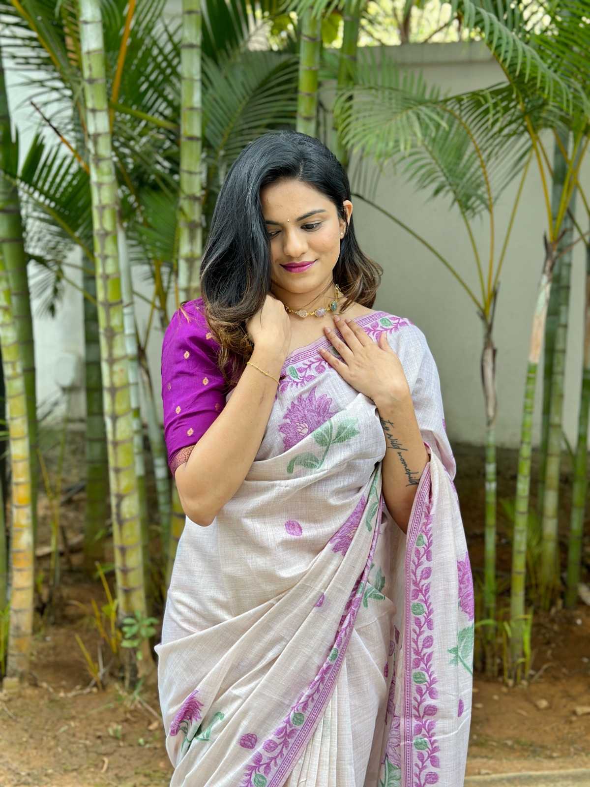 Cotton Designer Saree in Orange