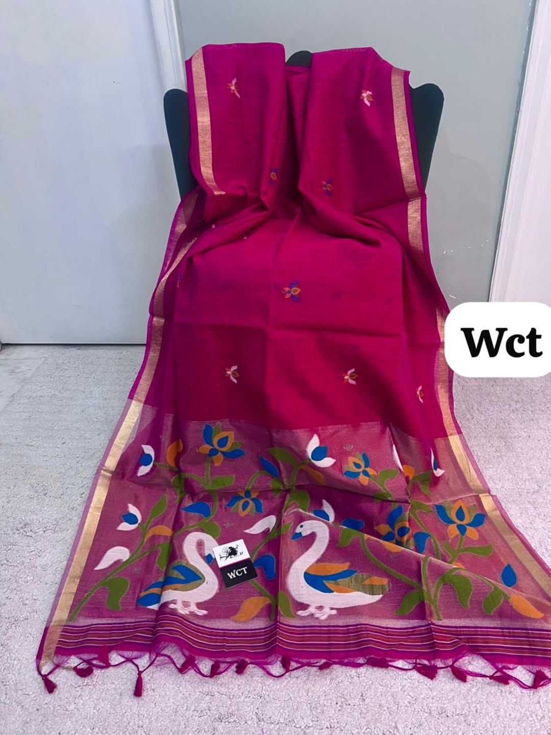 Linen Designer Saree in Purple