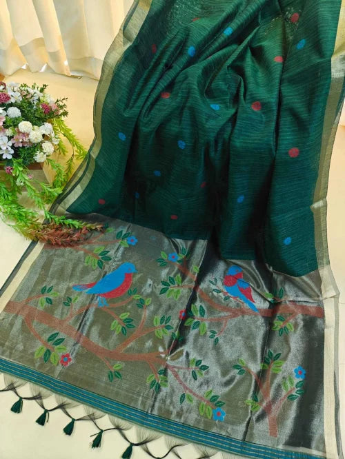 Pure Silk Designer Saree in Purple
