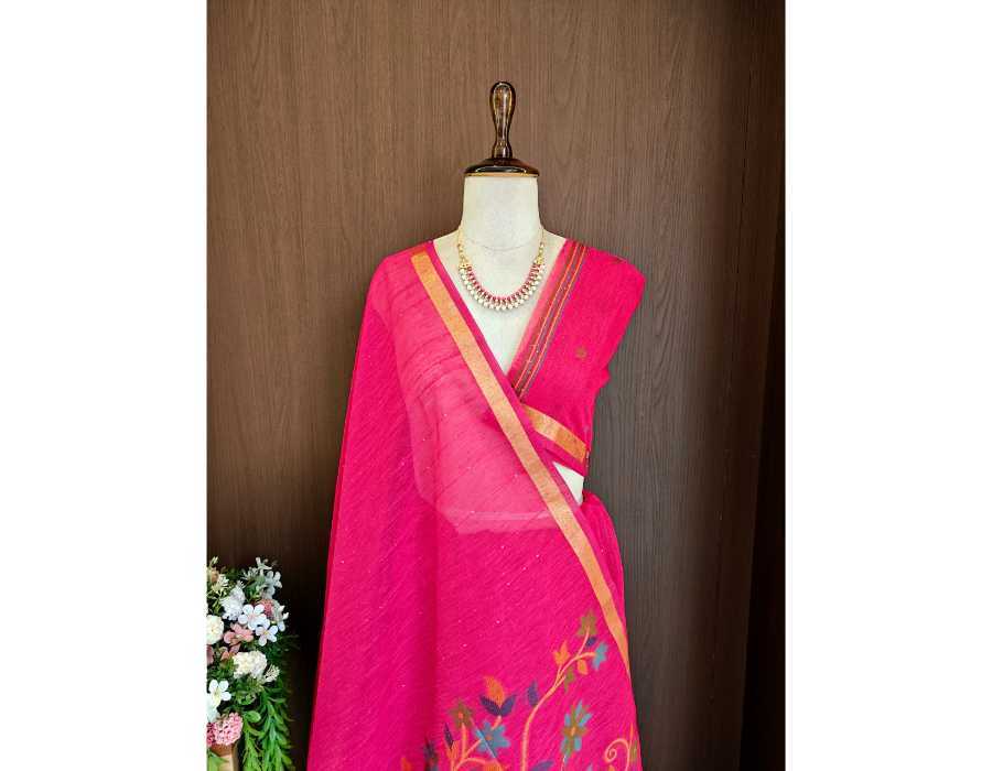 Linen Sequence Saree