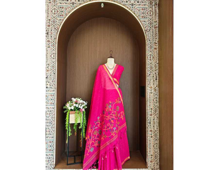 Linen Sequence Saree