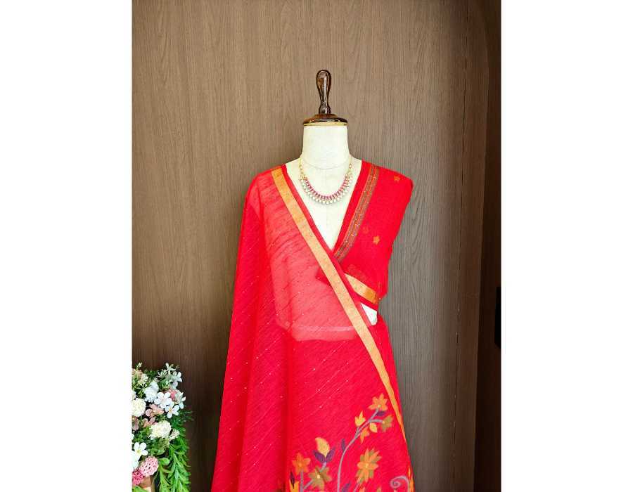 Linen Sequence Saree