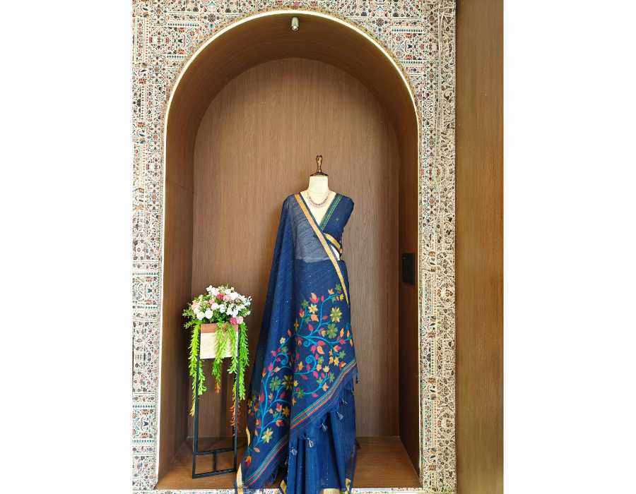 Linen Sequence Saree