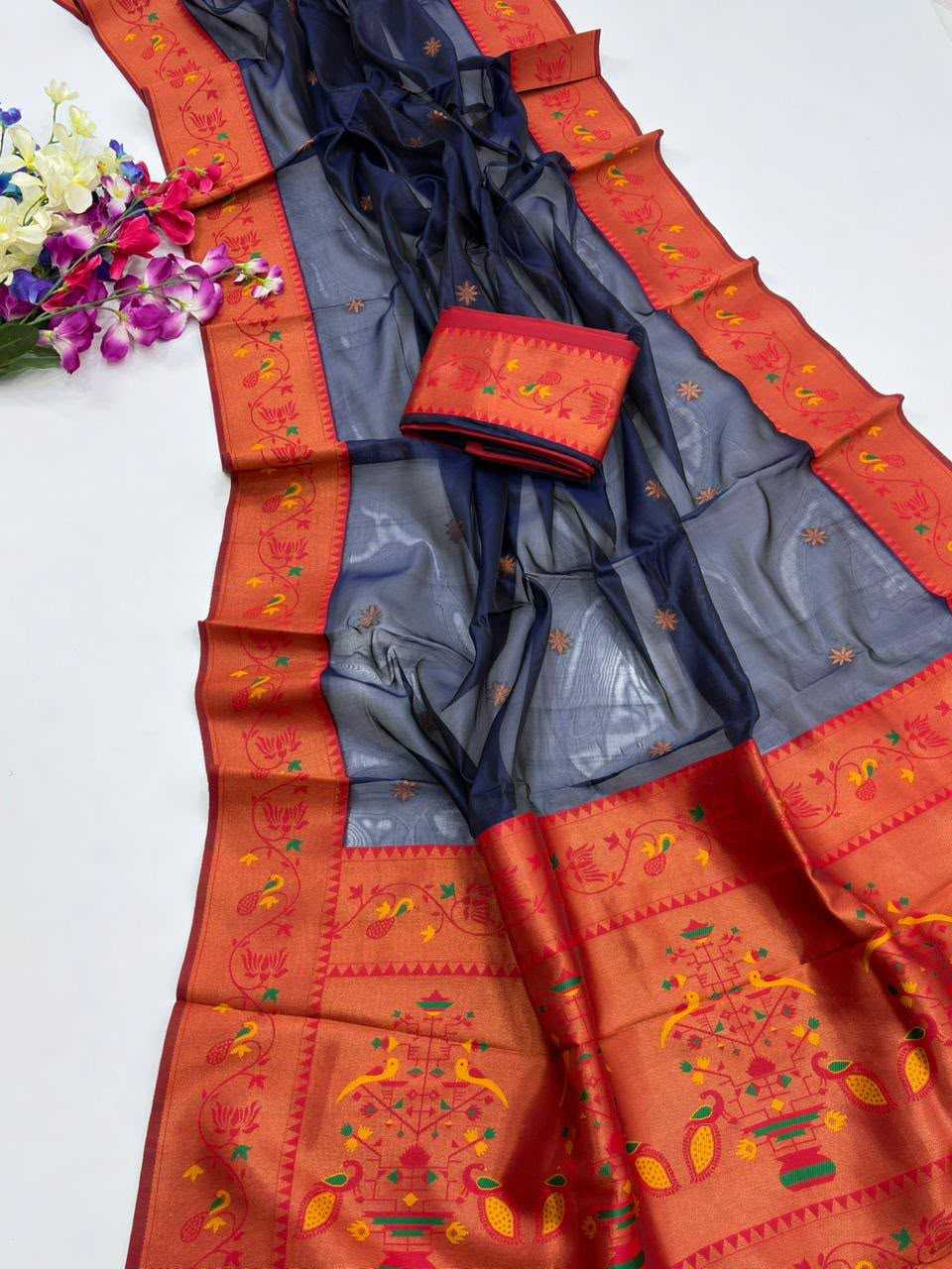Tissue Silk Designer Saree in White
