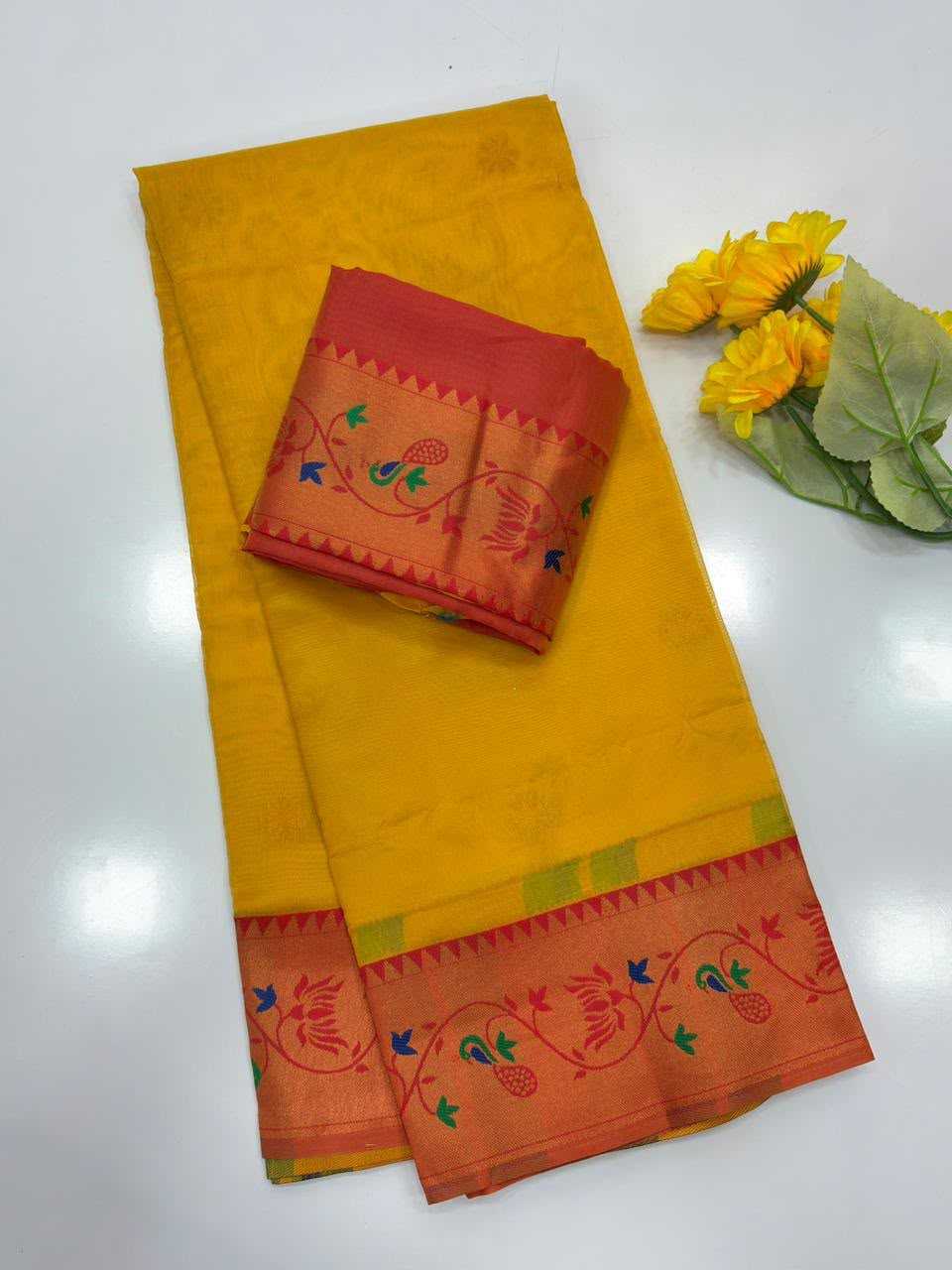 Tissue Silk Designer Saree in White