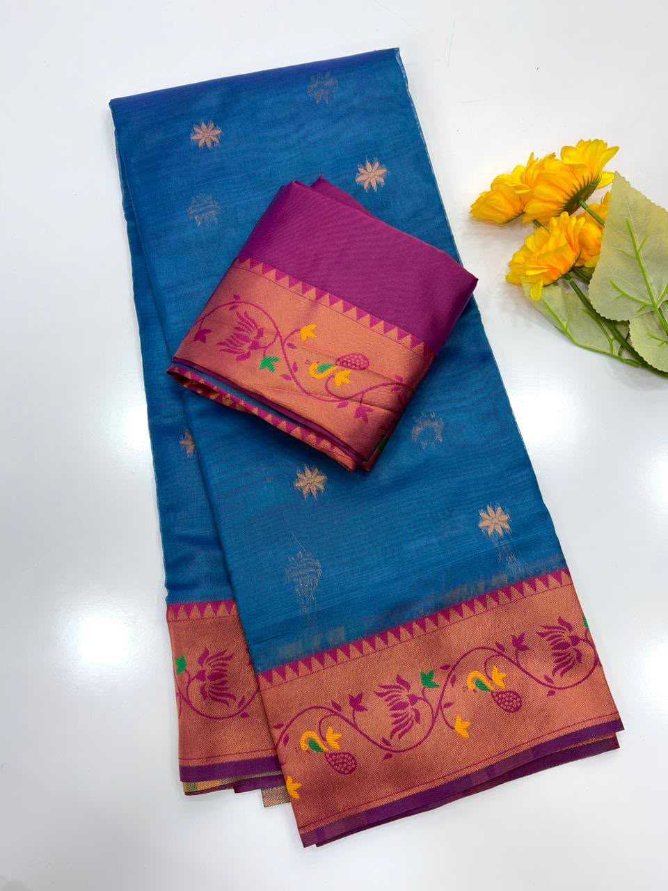 Tissue Silk Designer Saree in White
