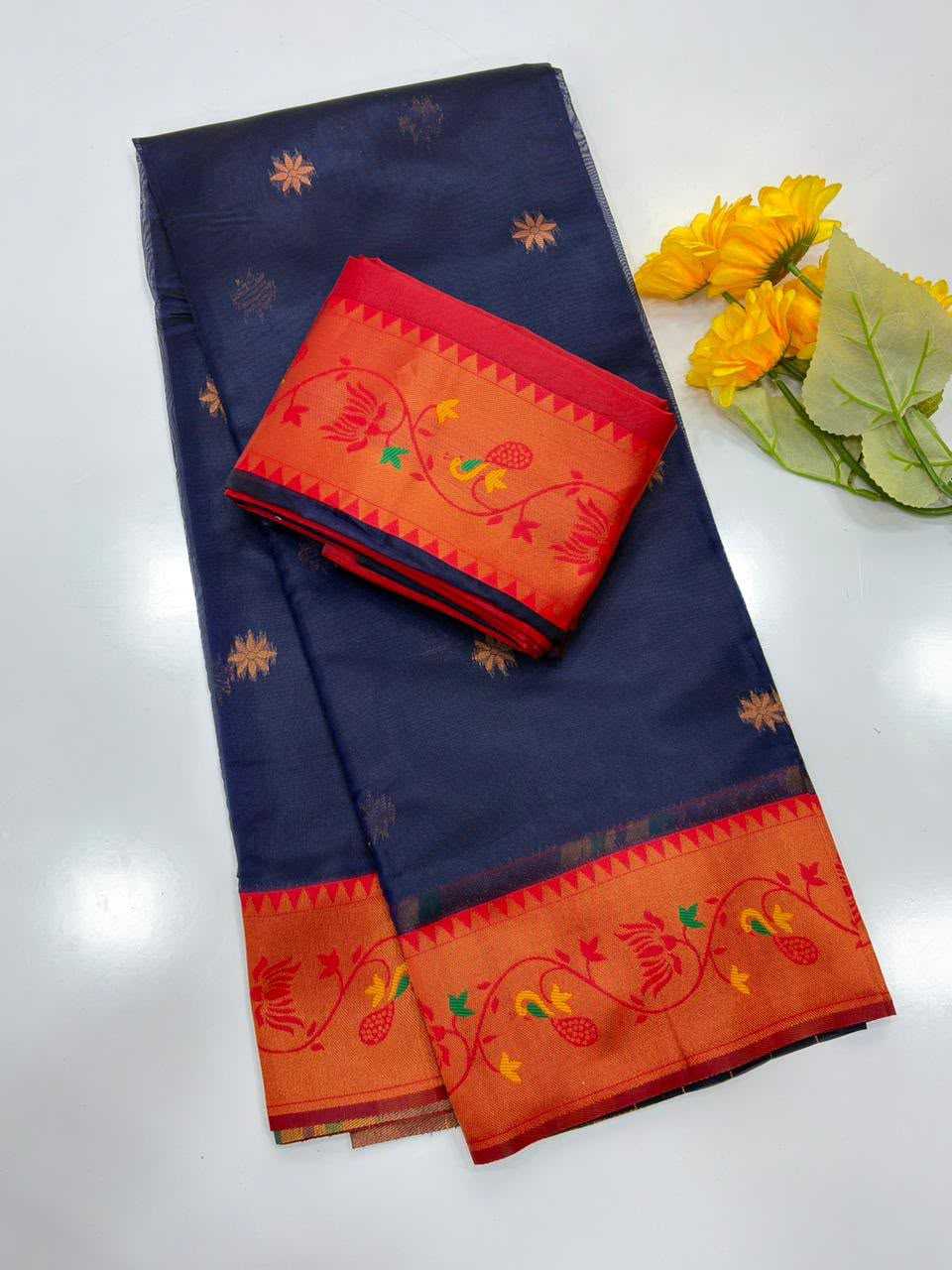 Tissue Silk Designer Saree in White