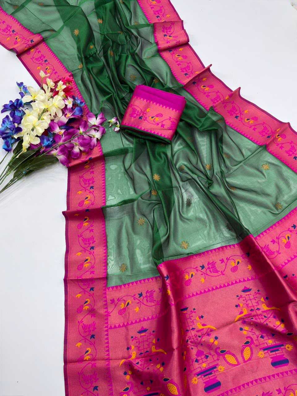 Tissue Silk Designer Saree in White
