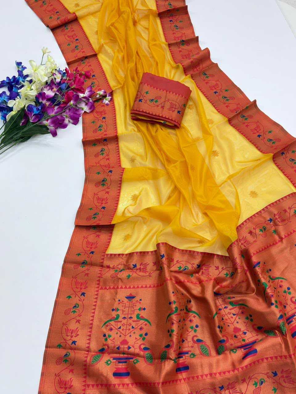 Tissue Silk Designer Saree in White