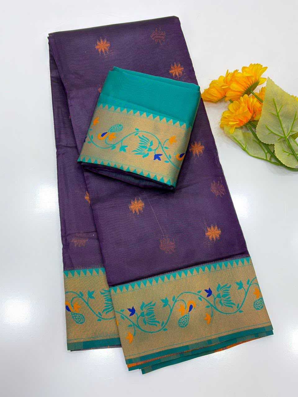 Tissue Silk Designer Saree in White