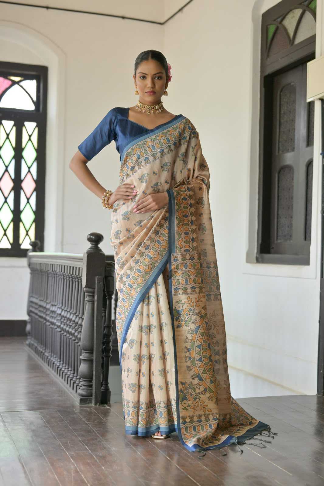 Aarushi Tussar Silk Printed Saree