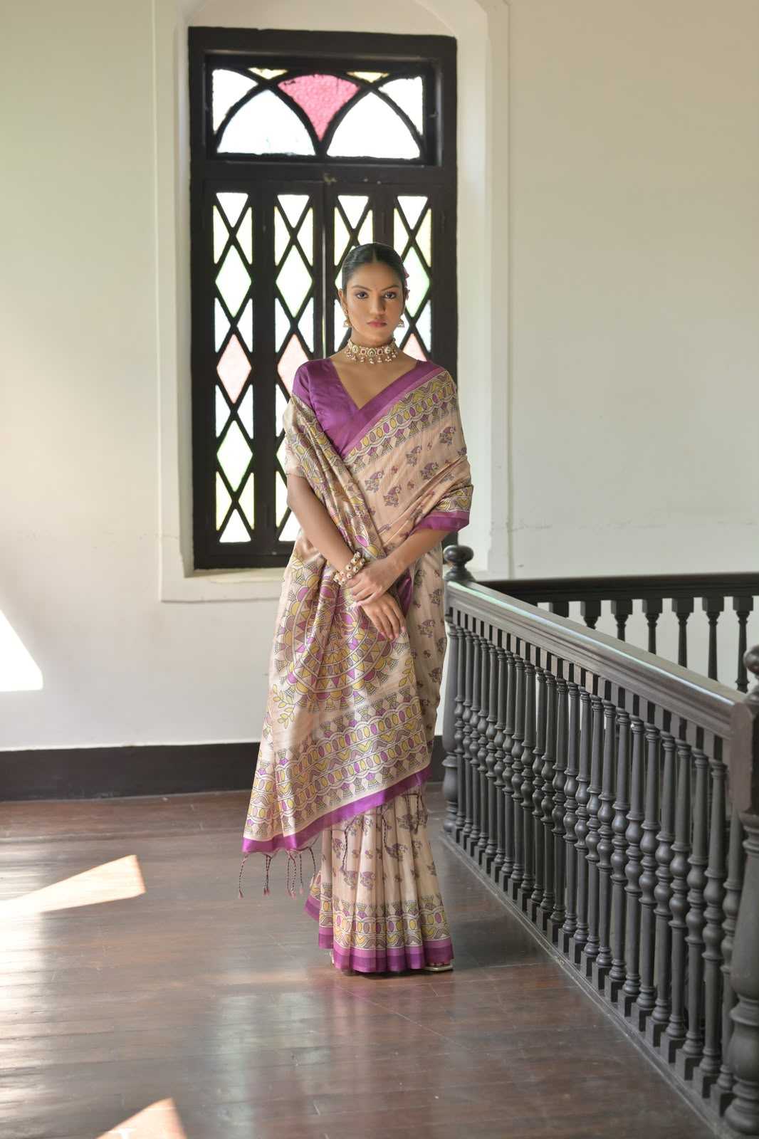 Aarushi Tussar Silk Printed Saree