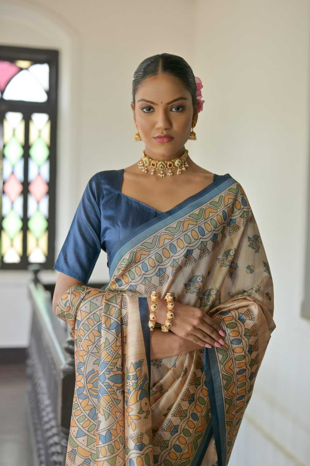 Aarushi Tussar Silk Printed Saree