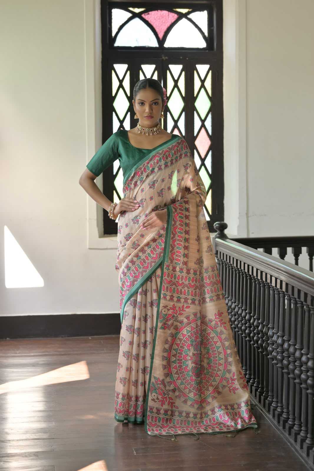 Aarushi Tussar Silk Printed Saree