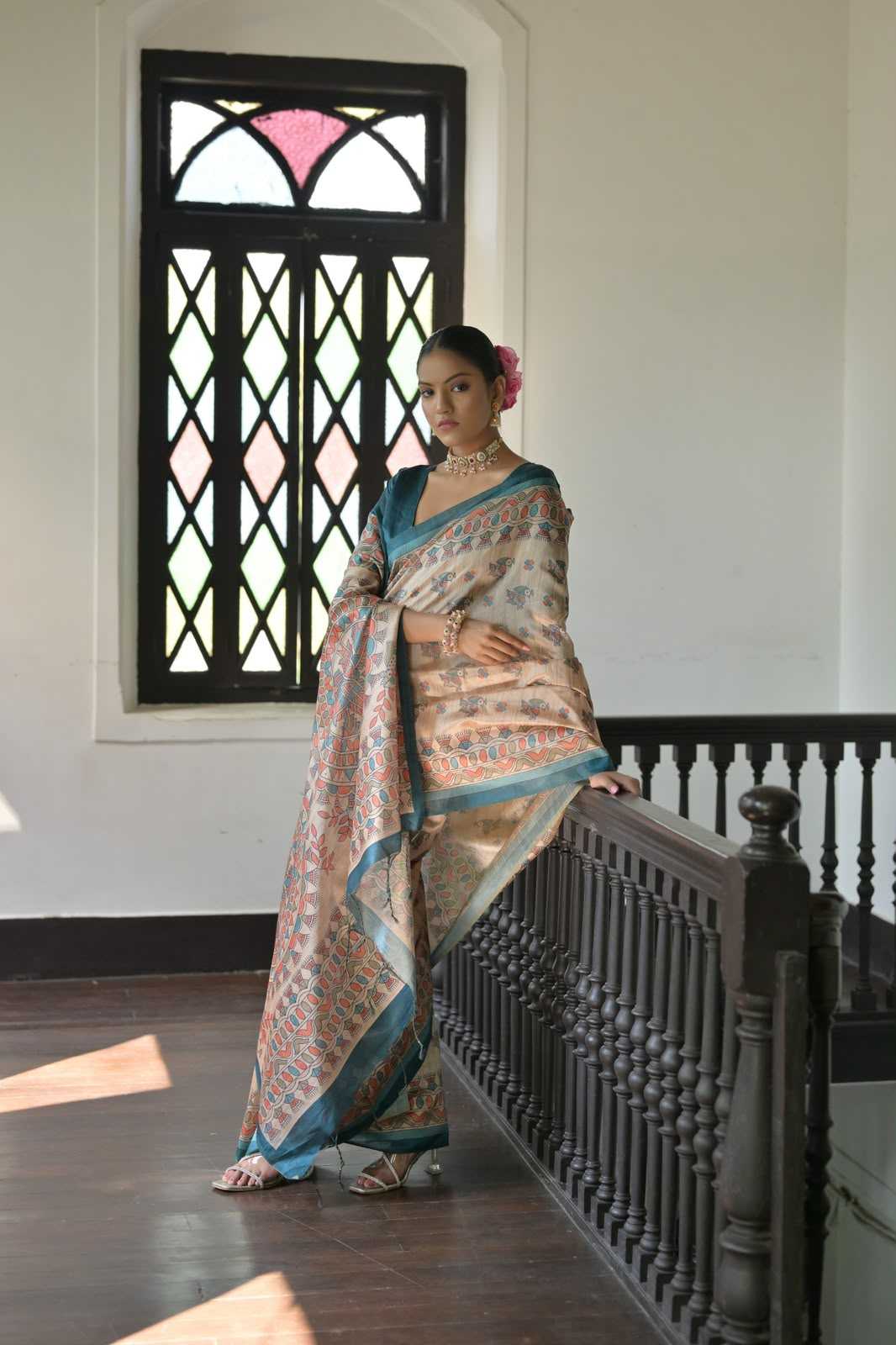 Aarushi Tussar Silk Printed Saree