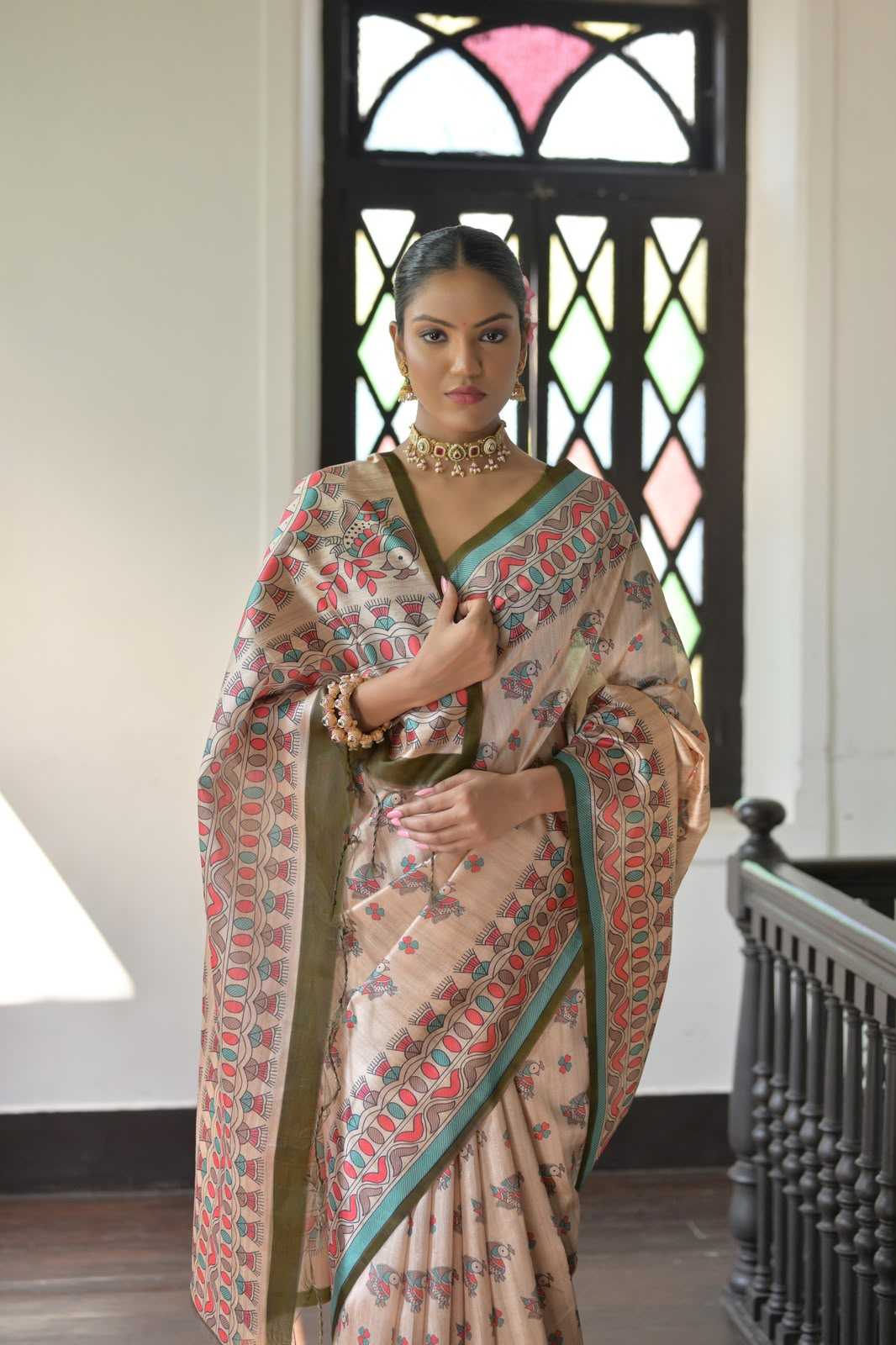 Aarushi Tussar Silk Printed Saree
