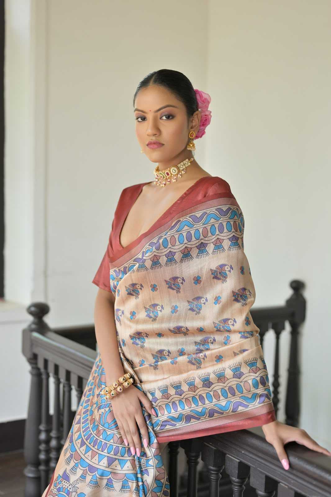 Aarushi Tussar Silk Printed Saree