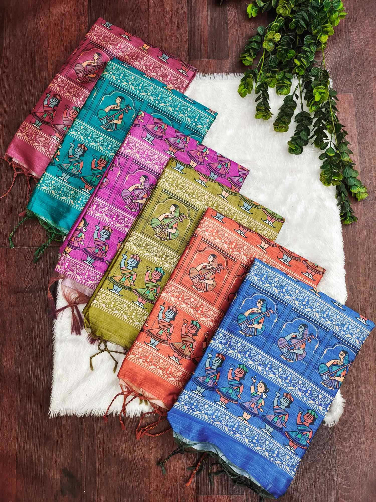 Arushi Madhubani Tussar Silk Soft Saree in Blue