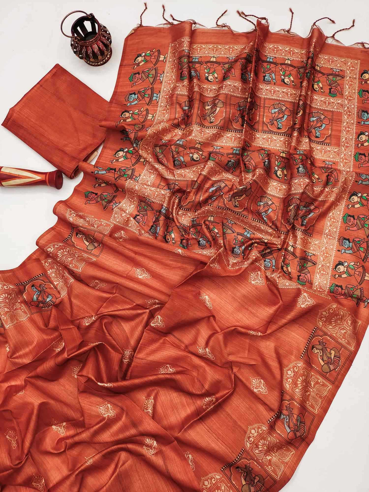 Arushi Madhubani Tussar Silk Soft Saree in Blue