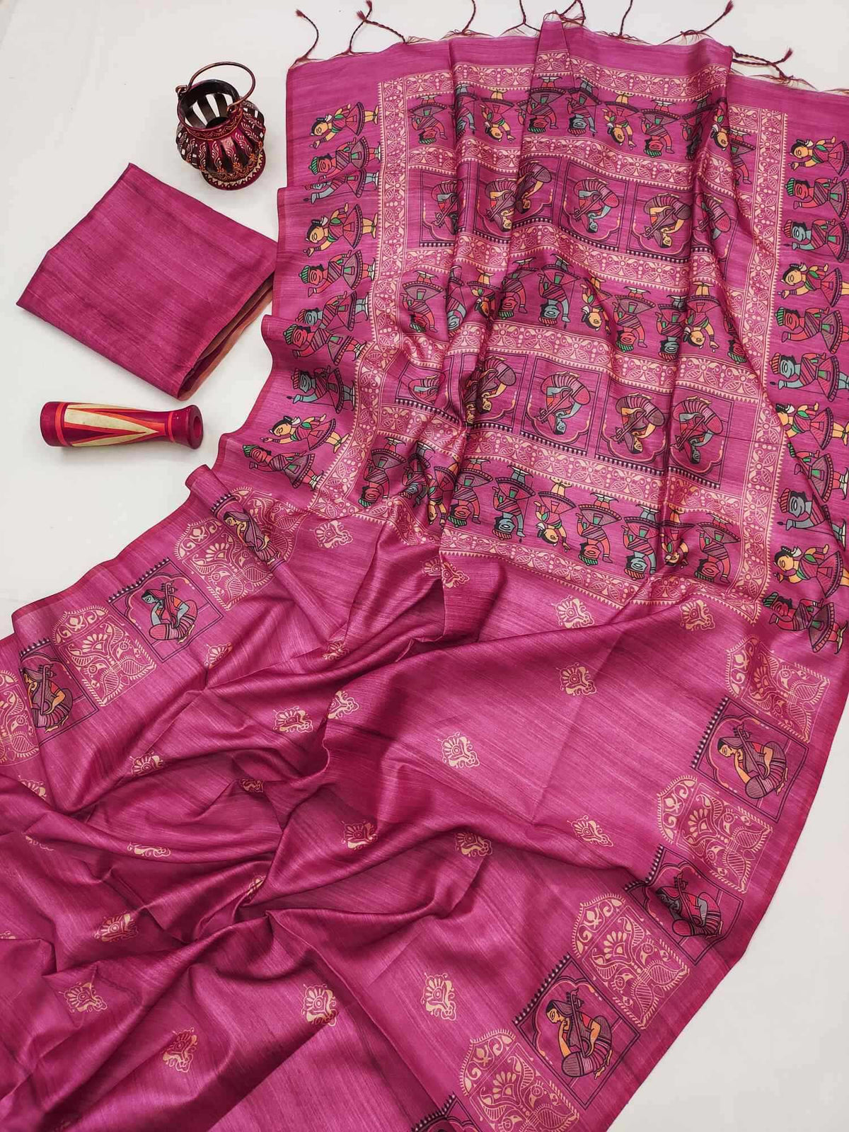 Arushi Madhubani Tussar Silk Soft Saree in Blue