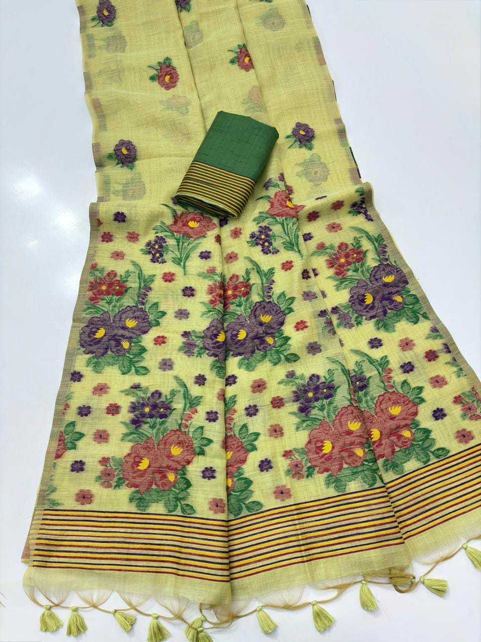 Floral Soft Cotton Designer Saree
