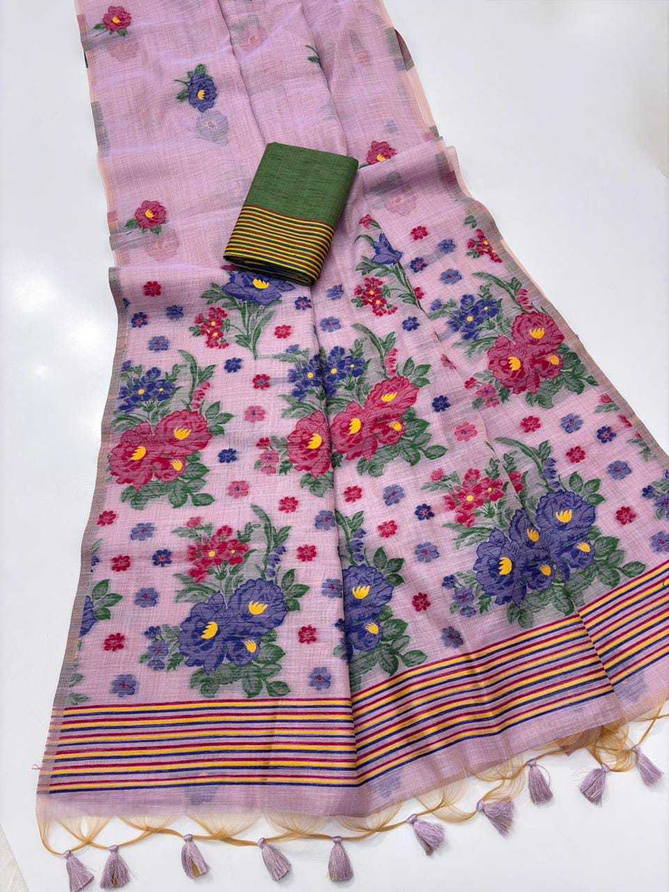 Floral Soft Cotton Designer Saree