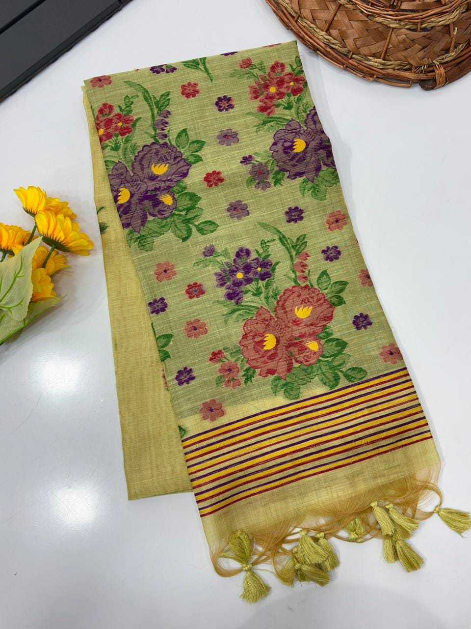Floral Soft Cotton Designer Saree