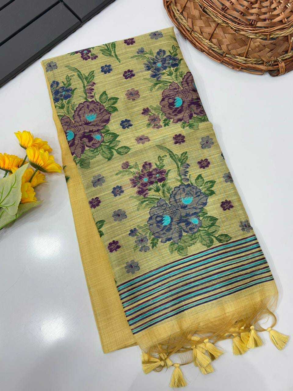 Floral Soft Cotton Designer Saree