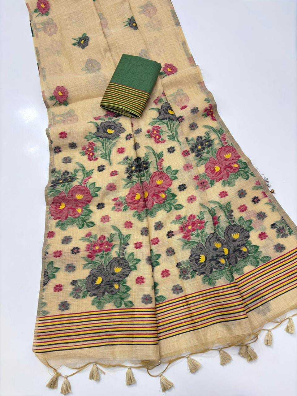 Floral Soft Cotton Designer Saree