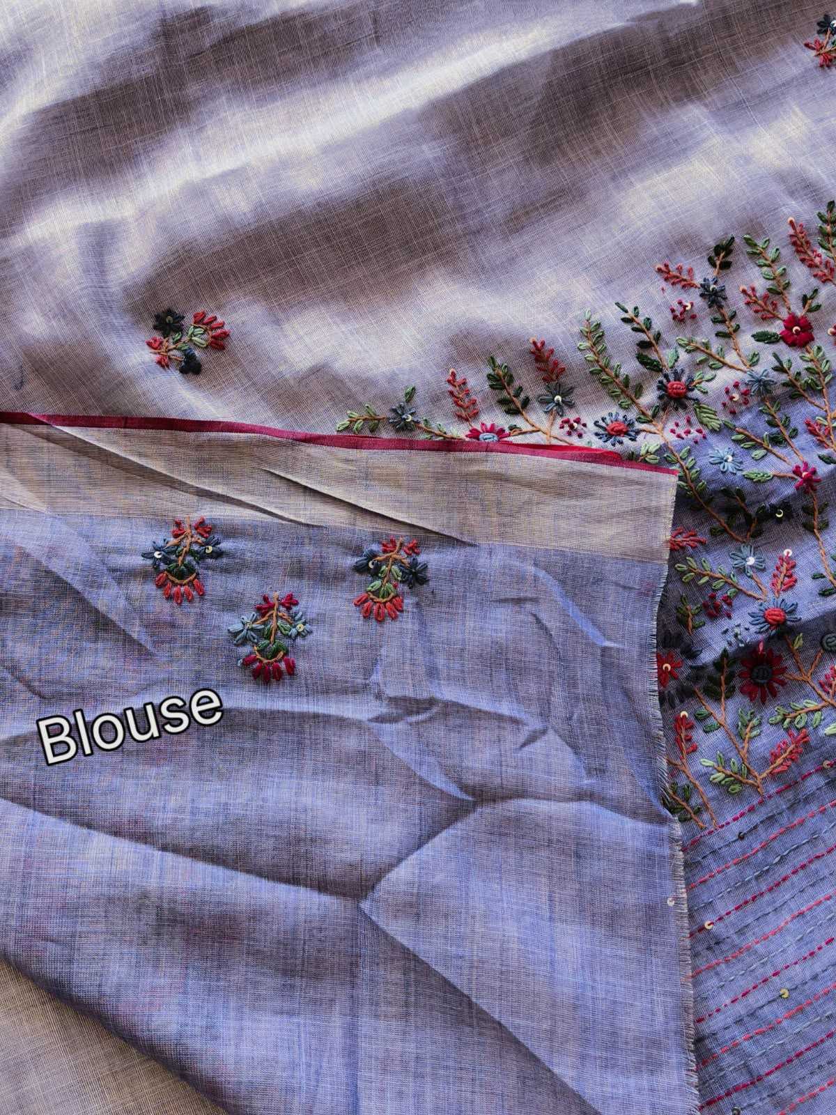 Hw Linen Cotton Hand Work Saree