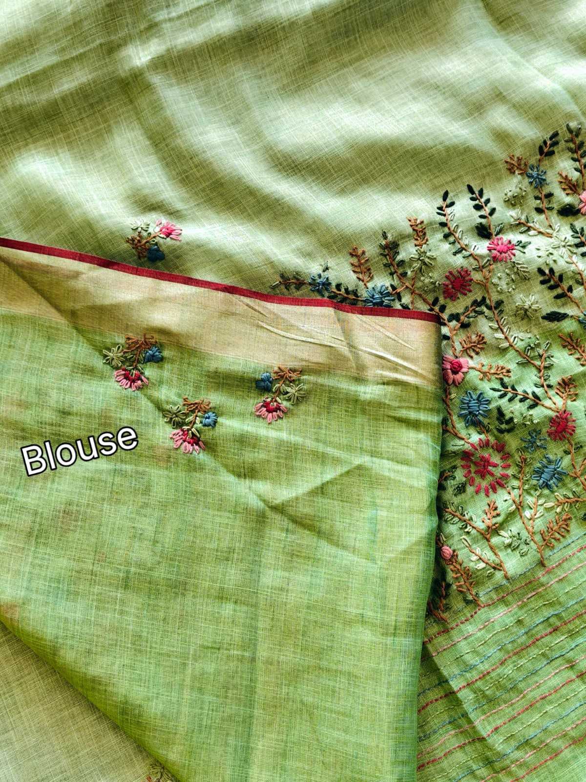 Hw Linen Cotton Hand Work Saree