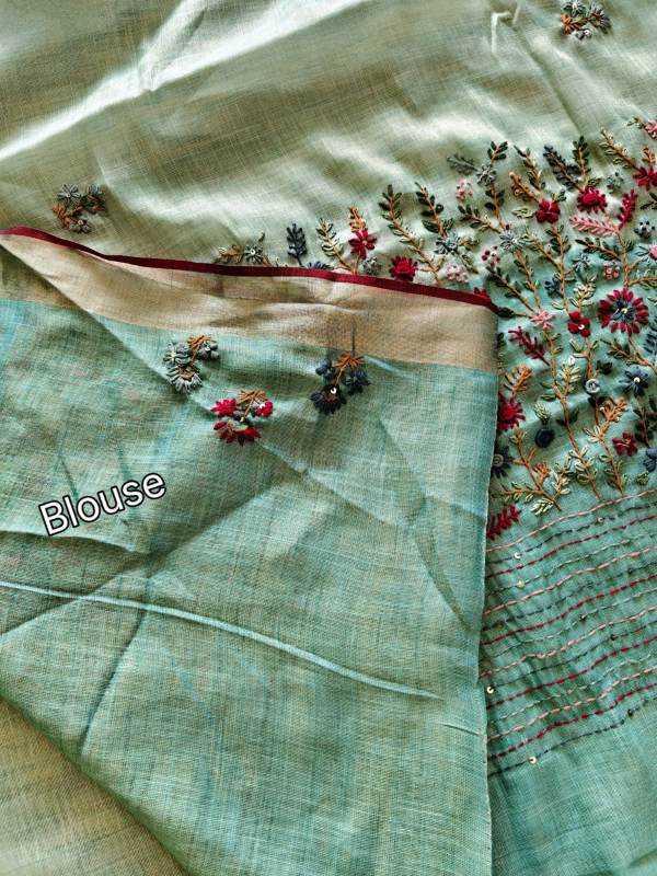 Hw Linen Cotton Hand Work Saree
