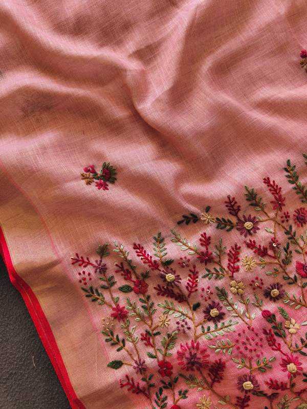 Hw Linen Cotton Hand Work Saree