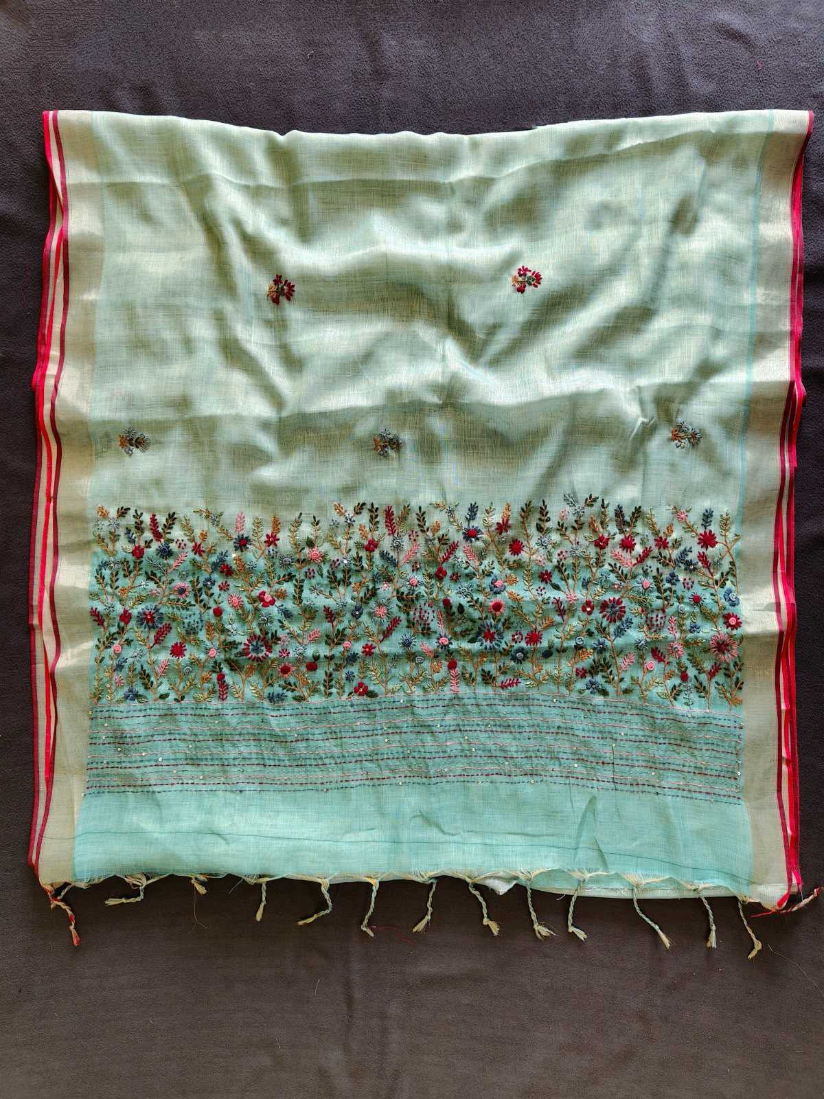 Hw Linen Cotton Hand Work Saree