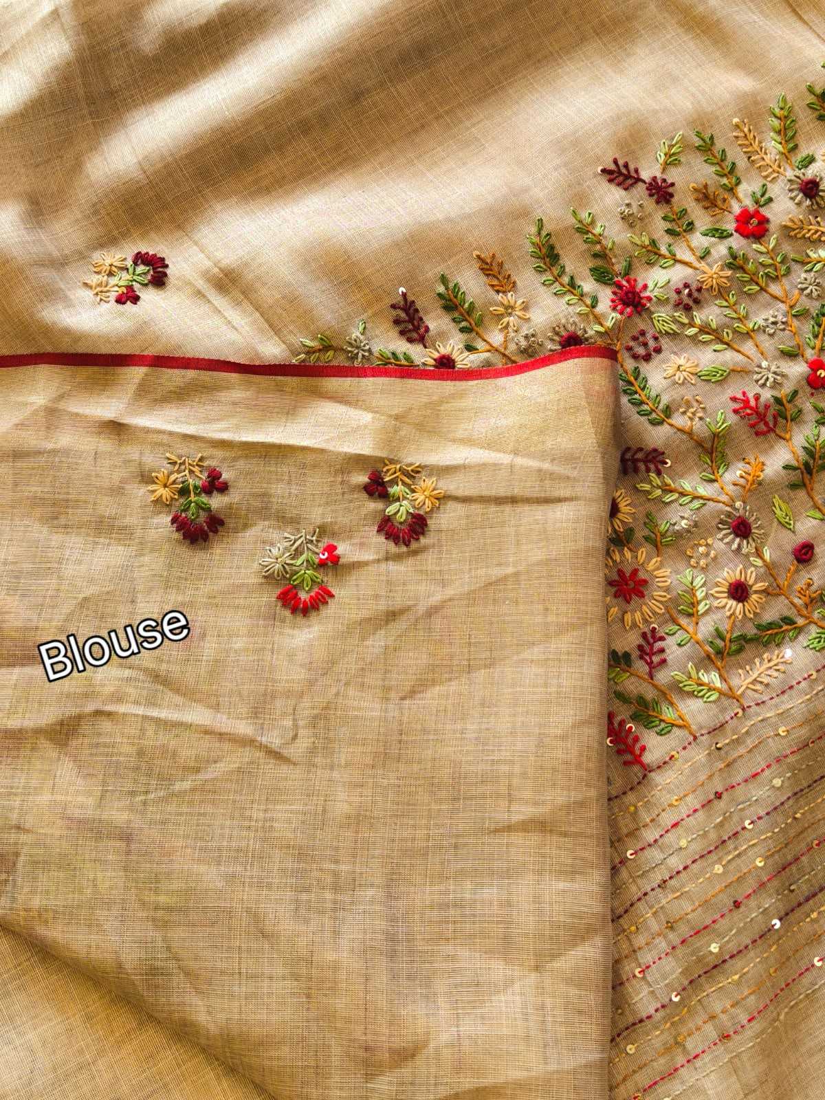Hw Linen Cotton Hand Work Saree