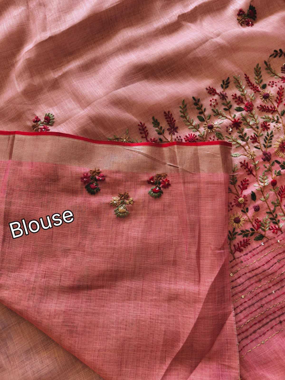 Hw Linen Cotton Hand Work Saree